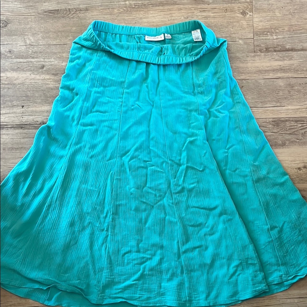 Turquoise Pleated A-Line Women's Skirt